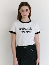 メゾン ド ロラ リンガー Tシャツ WH+BK