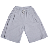 BERMUDA PLEATS WIDE SWEAT SHORTS_GRAY