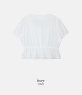 [SHOPPERMADE] LY カラーリボン半袖ブラウス (3color)