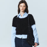 NICOLE HAIRY HALF KNIT_BLACK