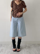 775バミューダ ワイド デニム パンツ