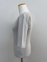 Pintuck U-Neck Elbow Length T-Shirt