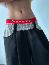 Back Two Pocket Belt Stitch Denim Bermuda Shorts 2color