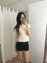 シルケット ボートネック Tシャツ