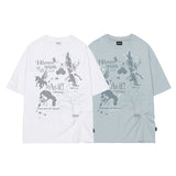 キッチュスタンプピンタックオーバーフィットTシャツ - ホワイト