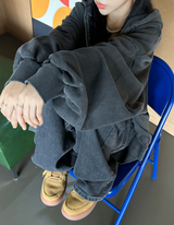 (UNISEX/2WAY) ビッグフードピグメントボクシーヒップルーズジップアップ - 2 COLOR