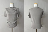 Brick Shirred Cap Sleeve T-shirt