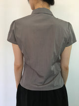 Unbalanced draping blouse (2color)