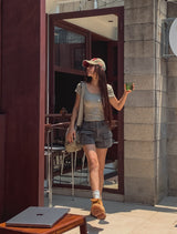 vintage multi-pocket short pants