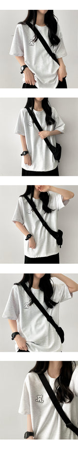 White Bear Embroidered Short-Sleeved T-shirt