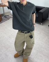 Felder Double Henley Neck Short Sleeve Tee
