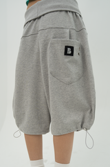 EYELET ADJUST PUFF PANTS _ GREY