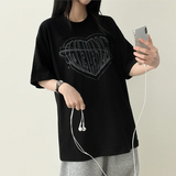 フェイスハートボクシーフィット半袖Tシャツ