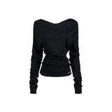 ドレープショルダートップ[Black]
