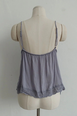 LACE BREEZE BUTTON CAMI TOP (WHITE, VIOLET GRAY 2COLORS!)