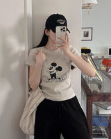 Waffle-printed short-sleeved T-shirt