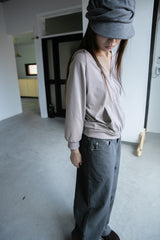 mild v-neck hood zip-up(3colors)