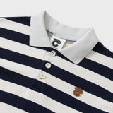 Stripe Rugby Sweat Cropped Collar T-shirt / Navy-Ivory [Women]