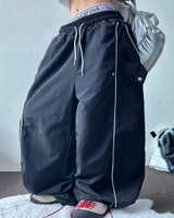 PIPING ナイロンバルーンワイドロングパンツ 🫐💙🖤🩶3COLOR