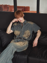 Summer Cool Oil Washed Western Denim Shirt