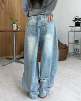 Lanes Damaged Wide Denim Pants