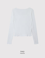 ルアシャーリングレースフリルリブTシャツ (4color)