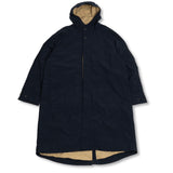 WASHED NYLON HOODED COAT NAVY