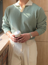 Coloring collar knitwear