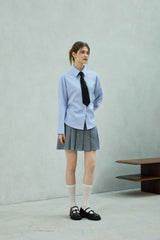 LOWELL SLIM FIT STRIPE SHIRRLING SHIRT / SKY BLUE