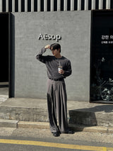 LMN Label Three Tuck Wide Long Slacks (3 colors)