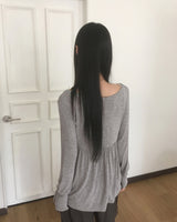 Hoshi-ve button Shirring Layered Long Sleeve T-shirt