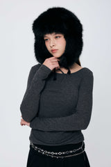 MUREN SHIRRING TOP / CHARCOAL