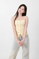 Button Sleeveless Top Yellow