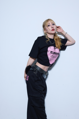 エウレカ・ハート・オーバーフィットTシャツ-ブラック【玉置成実コラボ】