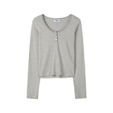 ストライプコンビバートンTシャツ (グレー)