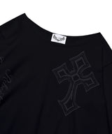 ワンショルダーグラフィック長袖Tシャツ_BLACK