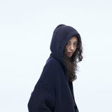 Sserpe Destroyed Cotton Knit Hoodie Zip Up Deep Purple