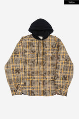 Pana over hooded check padded shirt