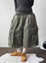 The Hill Pigment Washed Cargo Bermuda Pants  4 Color 