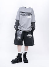 BBD 隠しスローガン ピグメント Tシャツ (グレー)