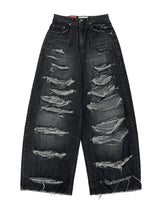 black destroyed wide denim