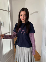 バッフォンボーダー星レイヤード長袖Tシャツ