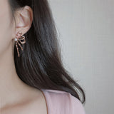 メタリックリキッドリボンピアス - Rosegold Color