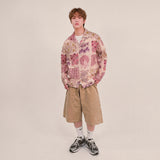 ethnic paisley open collar shirt_purple