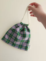 Check string pouch - light purple L