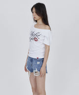 CONY MISFIT KISS GLITTER OFF SHOULDER TEE / WHITE