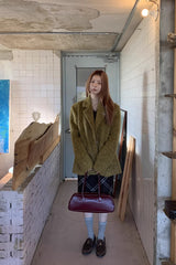 Olive Mo'Hair Boxy Fit Warm Jacket