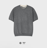 Look Loeller Two-Tone Layered Crop Short Sleeve Knit