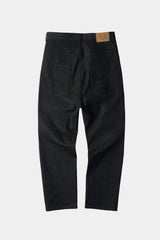 ナチュラルハイウェストバギーフィットデニムパンツ (Black)