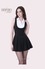 Seri collar sleeveless flare dress